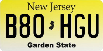 NJ license plate B80HGU
