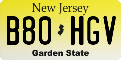 NJ license plate B80HGV
