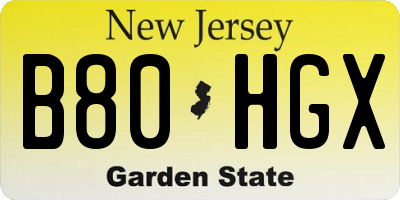NJ license plate B80HGX