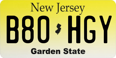 NJ license plate B80HGY