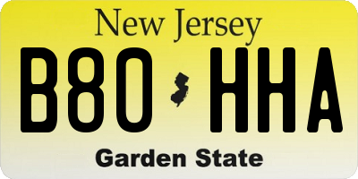 NJ license plate B80HHA