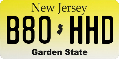 NJ license plate B80HHD
