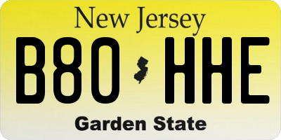 NJ license plate B80HHE