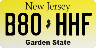 NJ license plate B80HHF