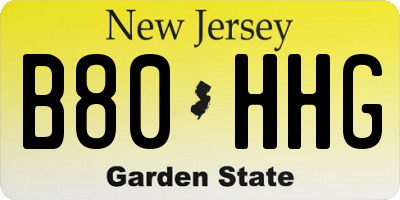 NJ license plate B80HHG