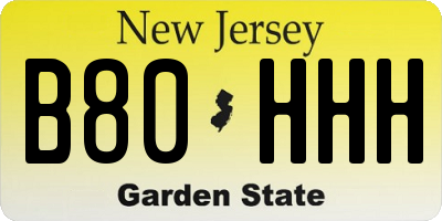 NJ license plate B80HHH