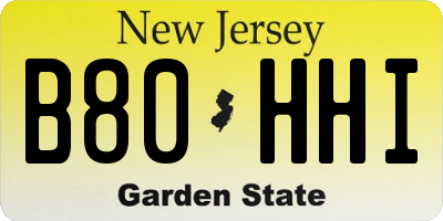 NJ license plate B80HHI