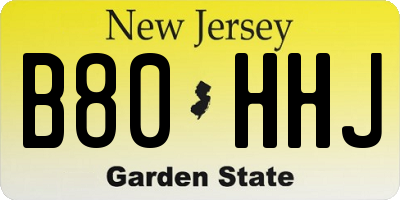 NJ license plate B80HHJ