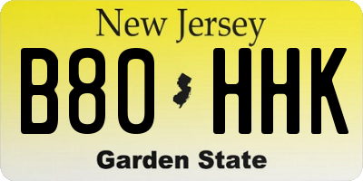 NJ license plate B80HHK