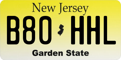 NJ license plate B80HHL
