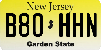 NJ license plate B80HHN
