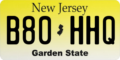 NJ license plate B80HHQ