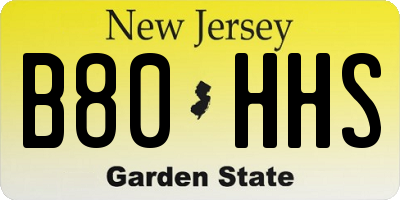 NJ license plate B80HHS
