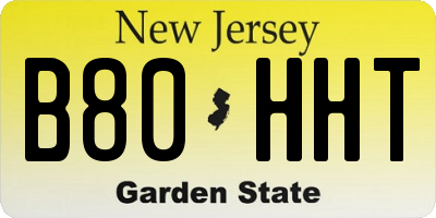 NJ license plate B80HHT