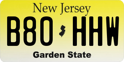 NJ license plate B80HHW