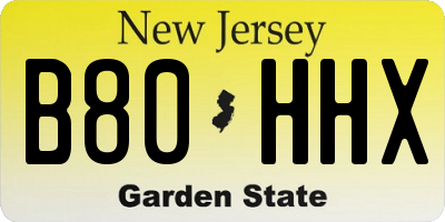NJ license plate B80HHX