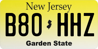 NJ license plate B80HHZ