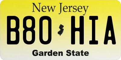 NJ license plate B80HIA