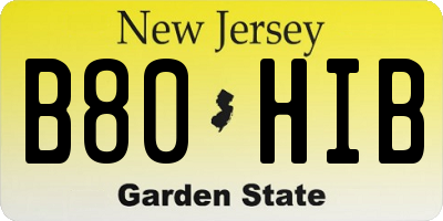 NJ license plate B80HIB