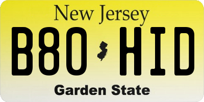 NJ license plate B80HID