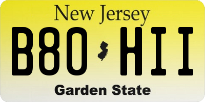 NJ license plate B80HII