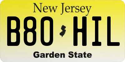 NJ license plate B80HIL