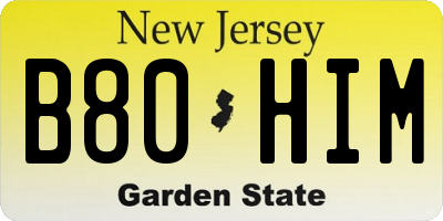 NJ license plate B80HIM