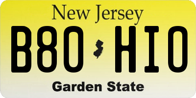 NJ license plate B80HIO