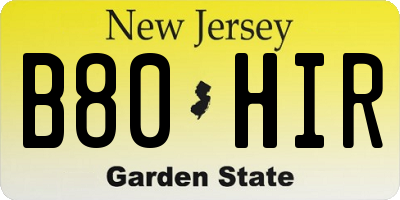 NJ license plate B80HIR