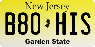 NJ license plate B80HIS