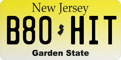 NJ license plate B80HIT