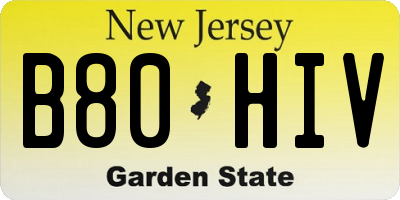 NJ license plate B80HIV
