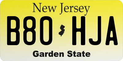 NJ license plate B80HJA