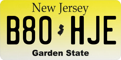 NJ license plate B80HJE