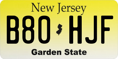 NJ license plate B80HJF