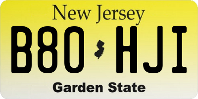 NJ license plate B80HJI