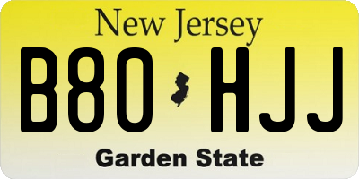 NJ license plate B80HJJ