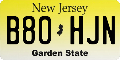 NJ license plate B80HJN