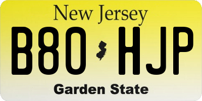 NJ license plate B80HJP