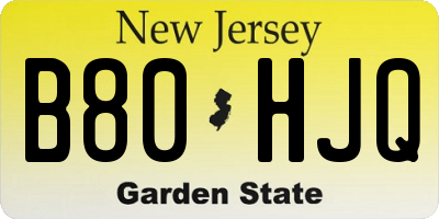 NJ license plate B80HJQ