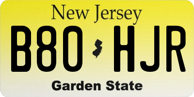 NJ license plate B80HJR