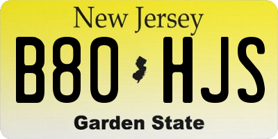 NJ license plate B80HJS