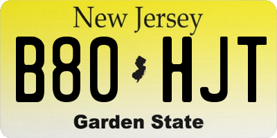 NJ license plate B80HJT