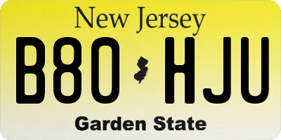 NJ license plate B80HJU