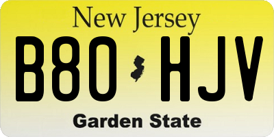 NJ license plate B80HJV