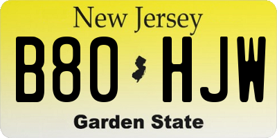 NJ license plate B80HJW