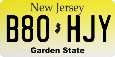 NJ license plate B80HJY