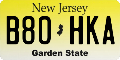NJ license plate B80HKA