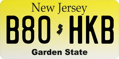 NJ license plate B80HKB