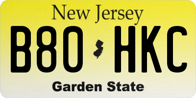 NJ license plate B80HKC
